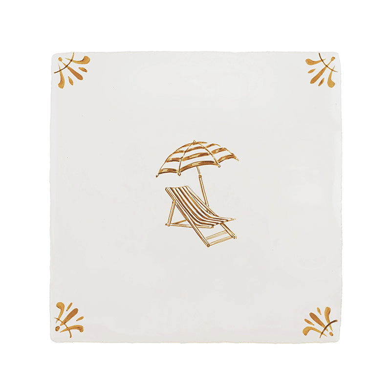 Sun Lounger and Parasol Delft Tile