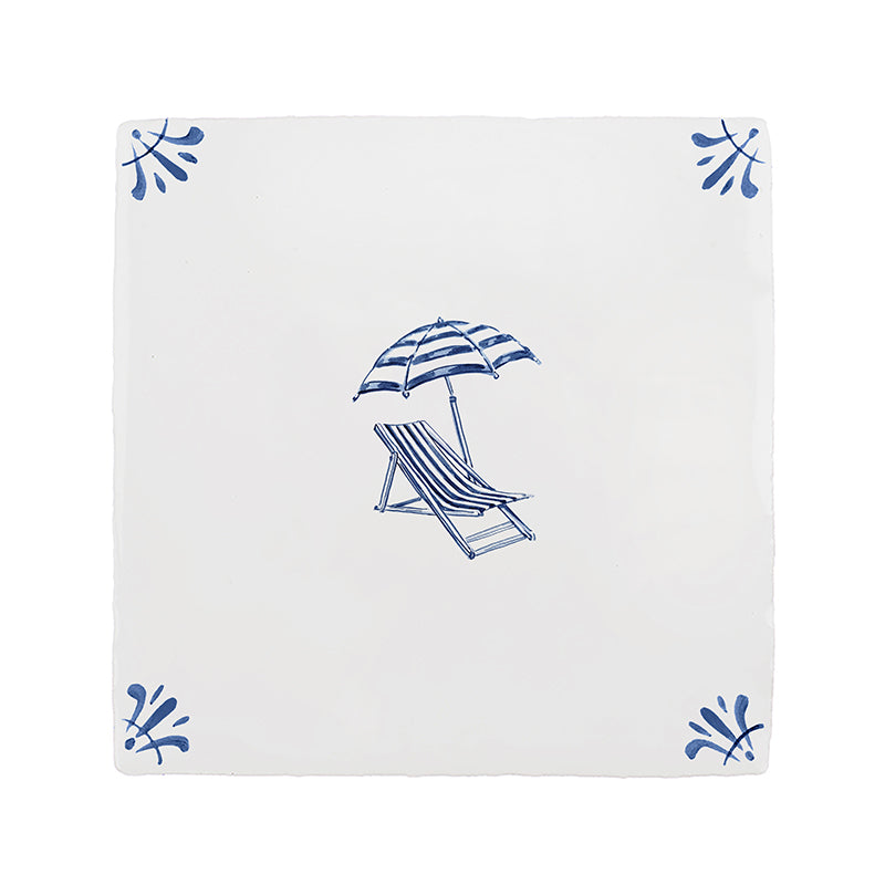 Sun Lounger and Parasol Delft Tile