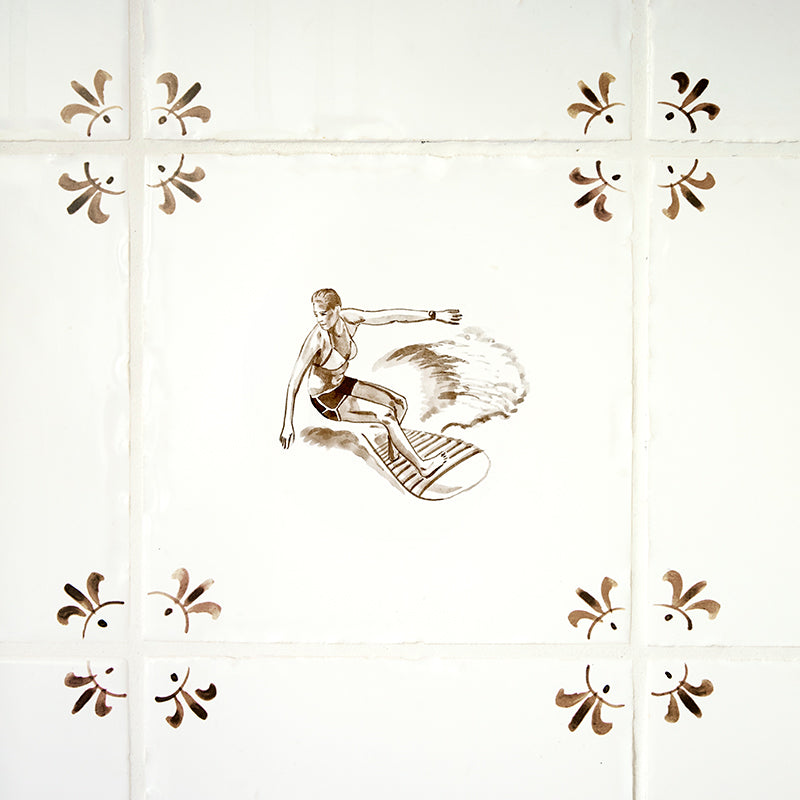 Surfer Delft Tile