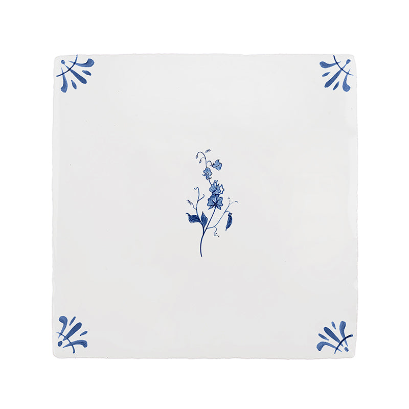 Sweet Pea Delft Tile Sample, 15cm Blue