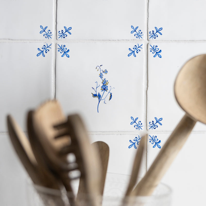 Sweet Pea Delft Tile, Gold Lustre
