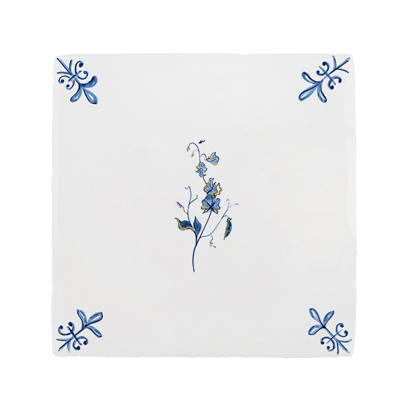 Sweet Pea Delft Tile, Gold Lustre