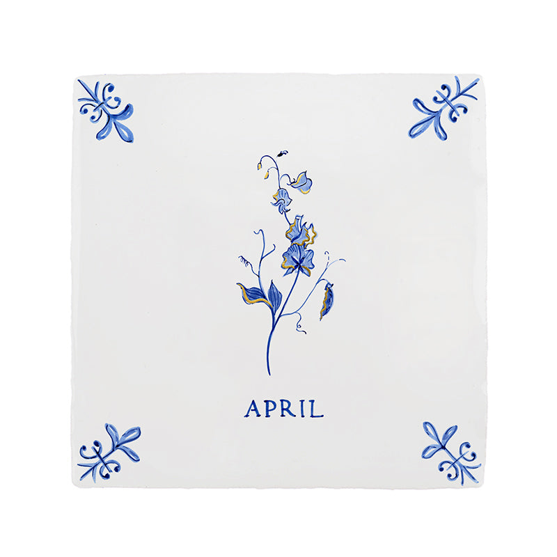 Sweet Pea Delft Tile, Gold Lustre