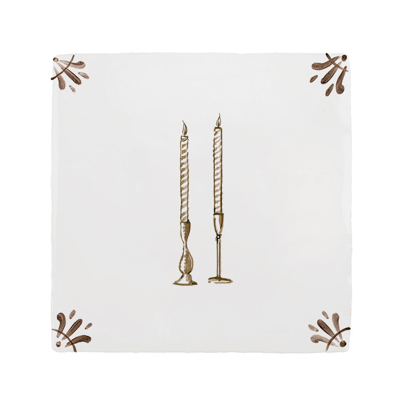 Taper Candles Delft Tile