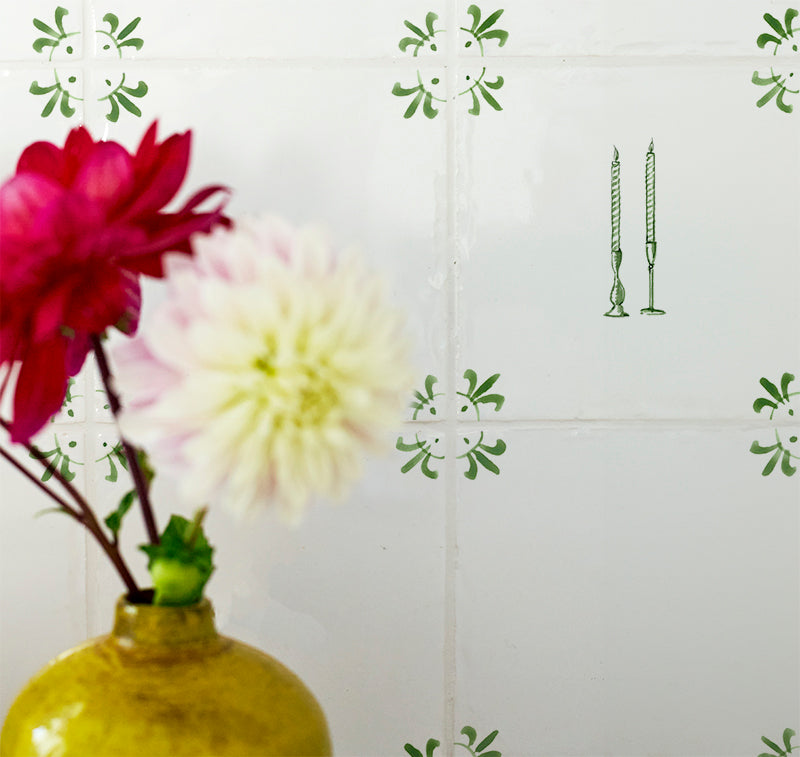 Taper Candles Delft Tile