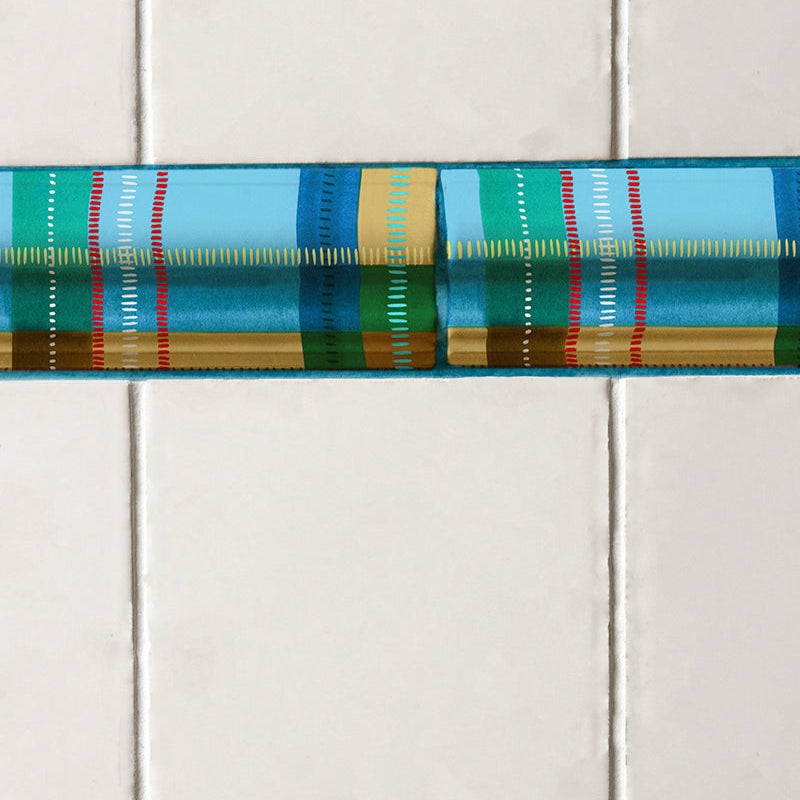 Tartan Dado Trim, Aqua Cyan