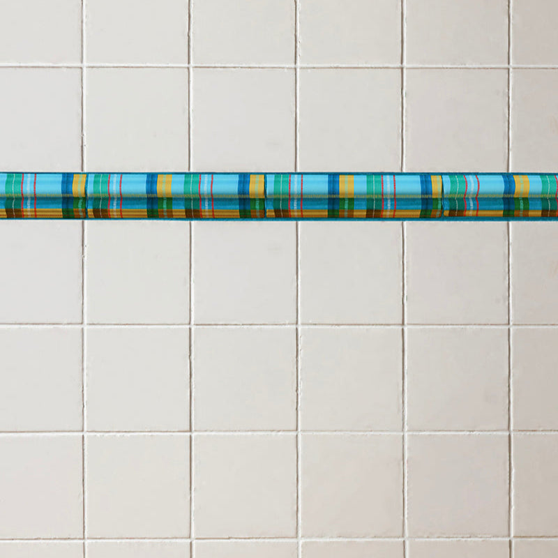 Tartan Dado Trim, Aqua Cyan