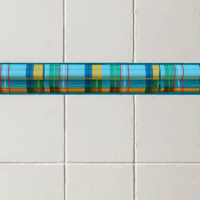 Tartan Dado Trim, Aqua Cyan