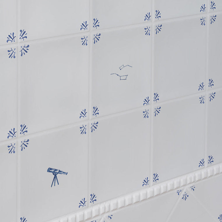 Corners Only Delft Tile Sample - Blue