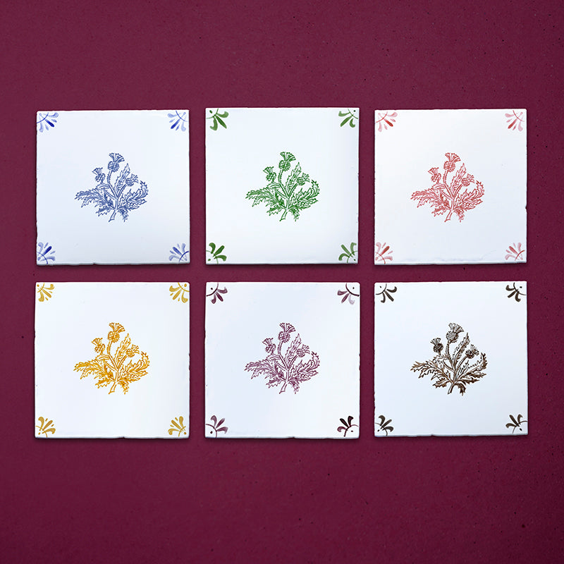 Thistles Delft Tile