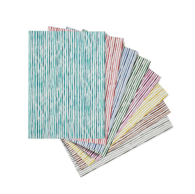 Set of colorful striped wallpaper samples on a white background