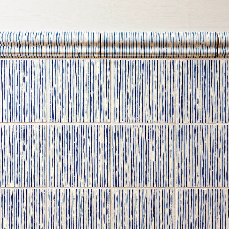 Ticking Stripe Tile, Blue