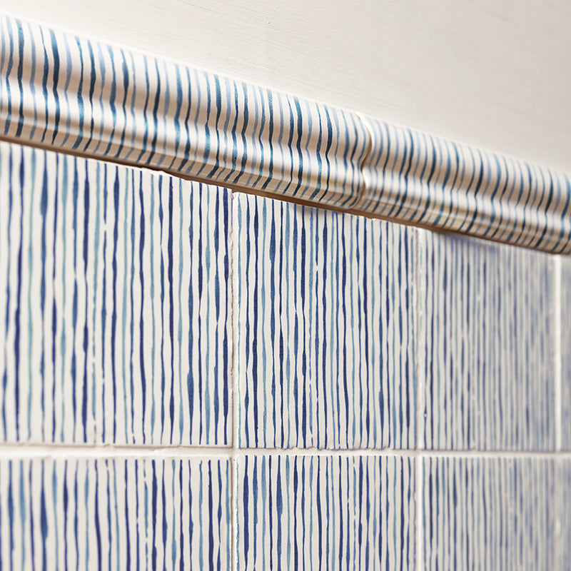 Ticking Stripe Dado Trim, Blue