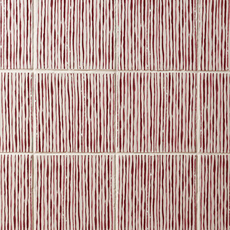 Ticking Stripe Tile, Crimson