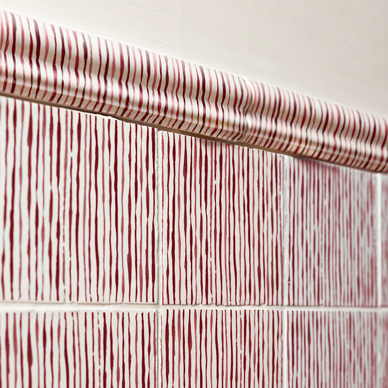 Ticking Stripe Dado Trim, Crimson