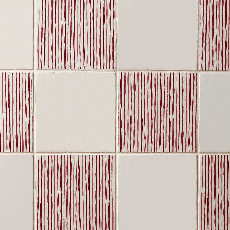 Ticking Stripe Tile, Crimson