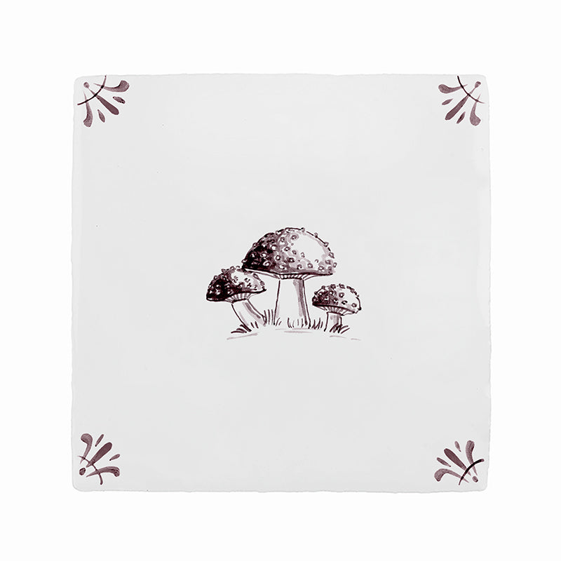 Toadstools Delft Tile