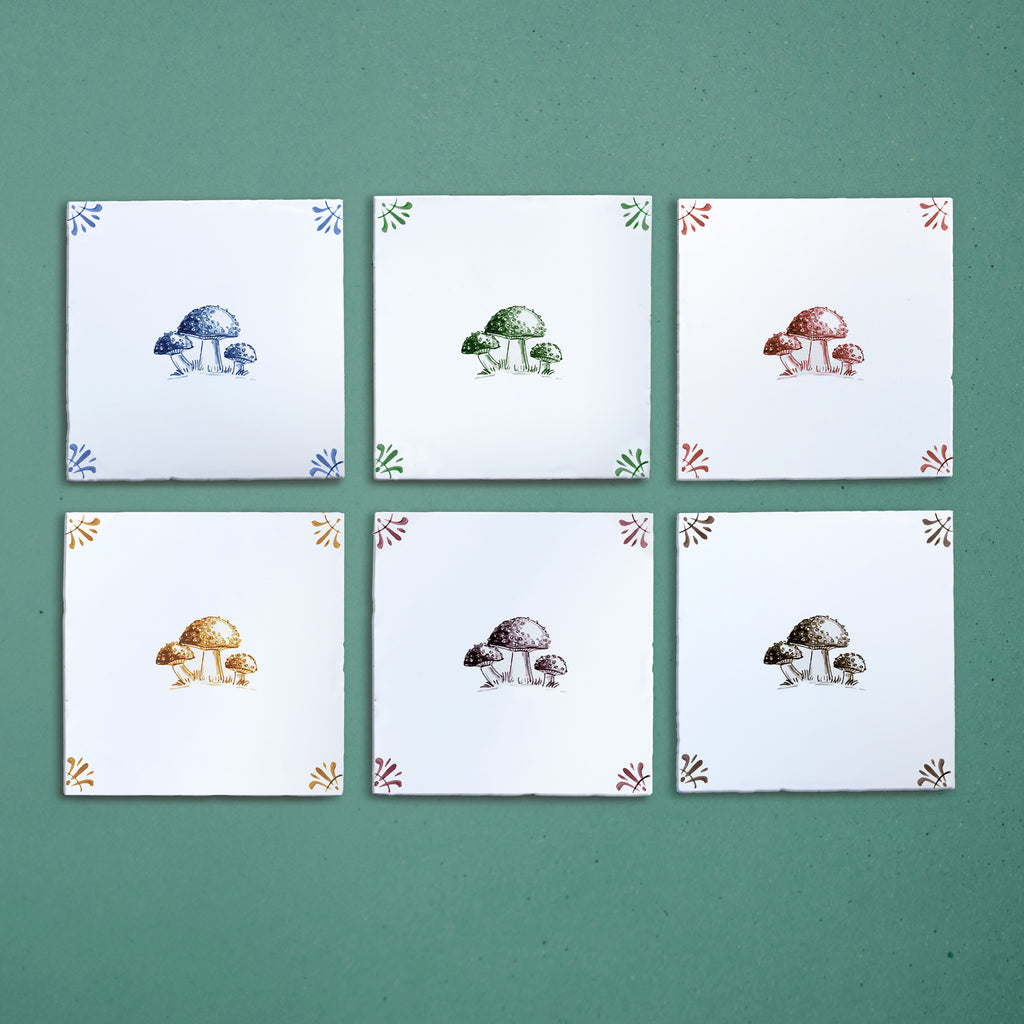 Toadstools Delft Tile