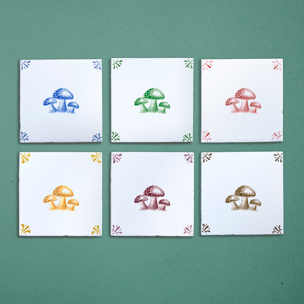 Toadstools Delft Tile