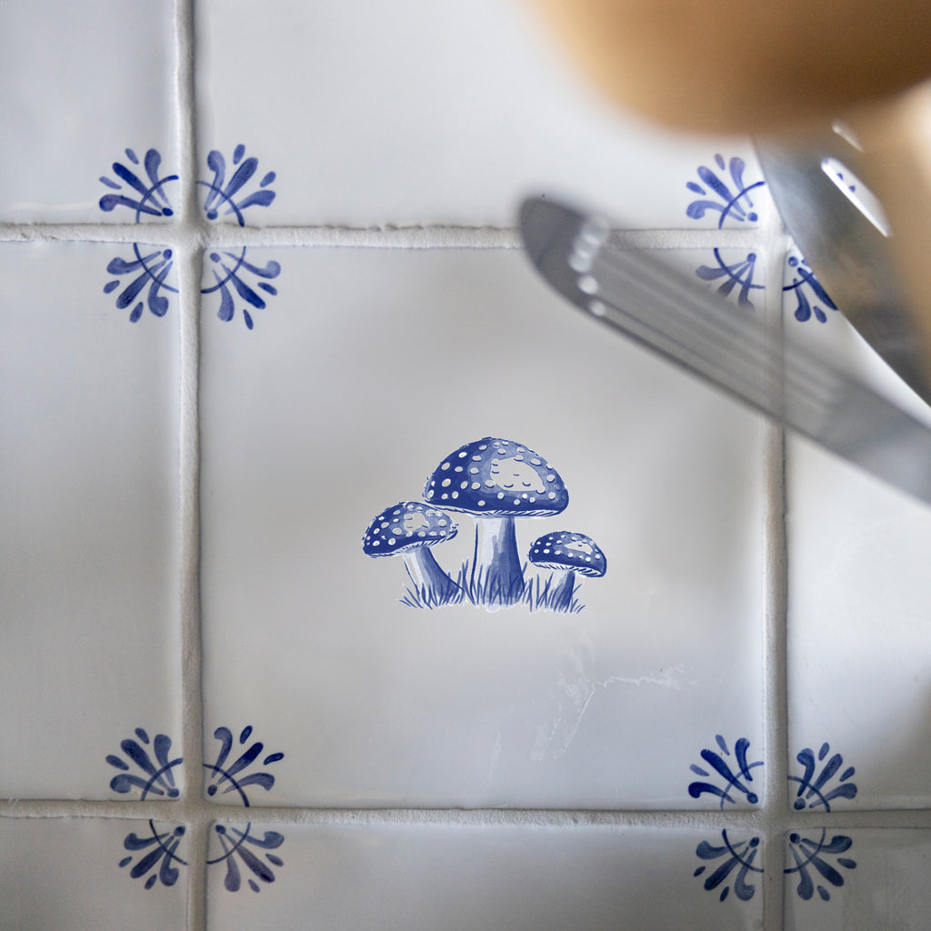 Toadstools Delft Tile