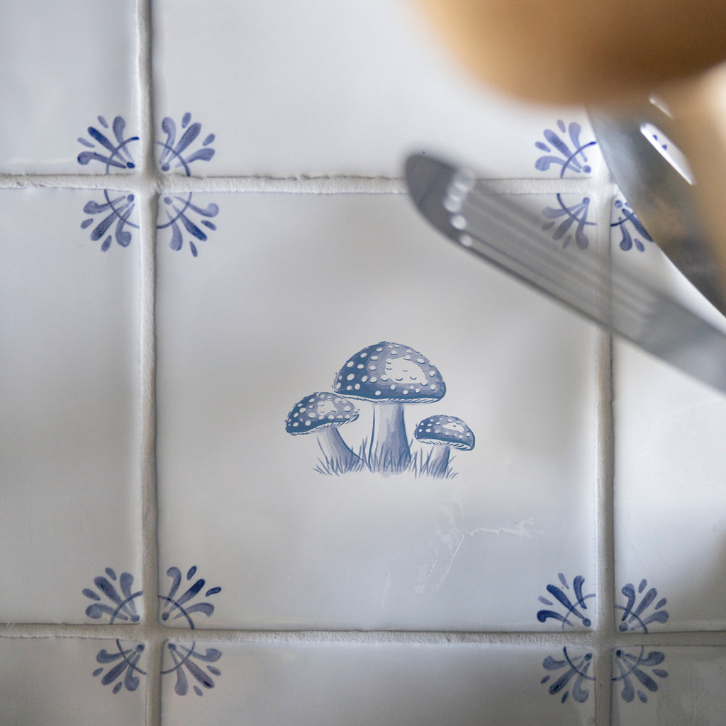 Toadstools Delft Tile