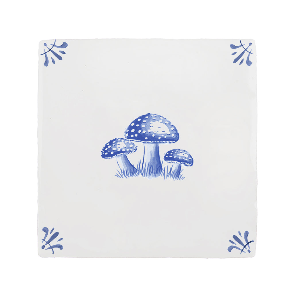 Toadstools Delft Tile