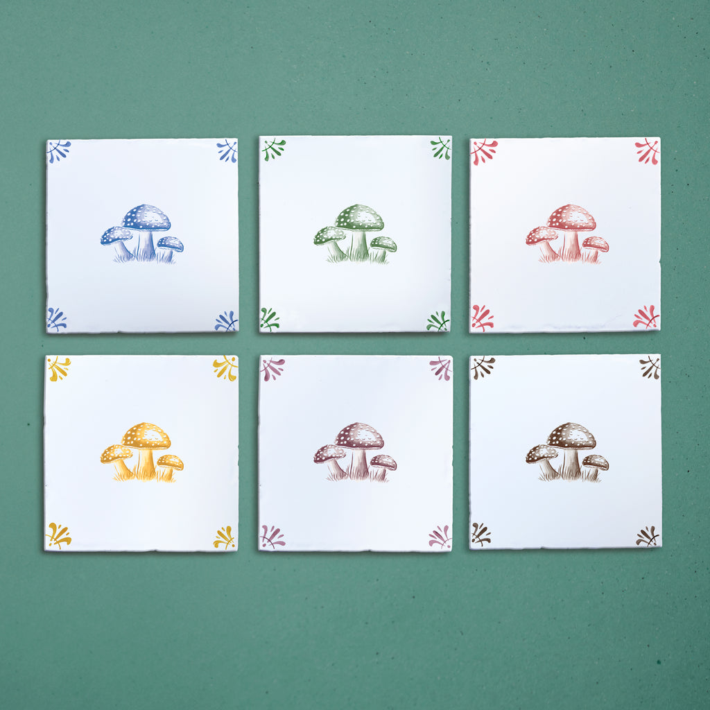 Toadstools Delft Tile