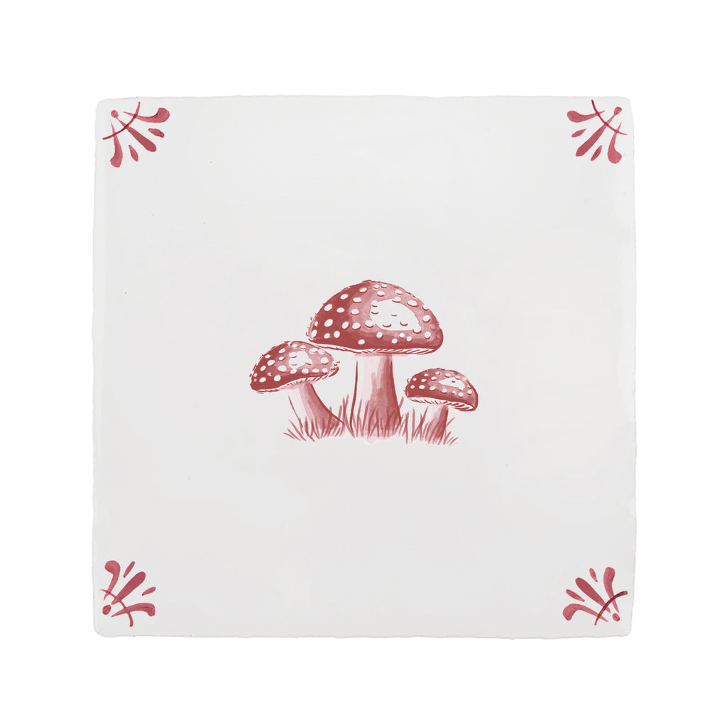 Toadstools Delft Tile