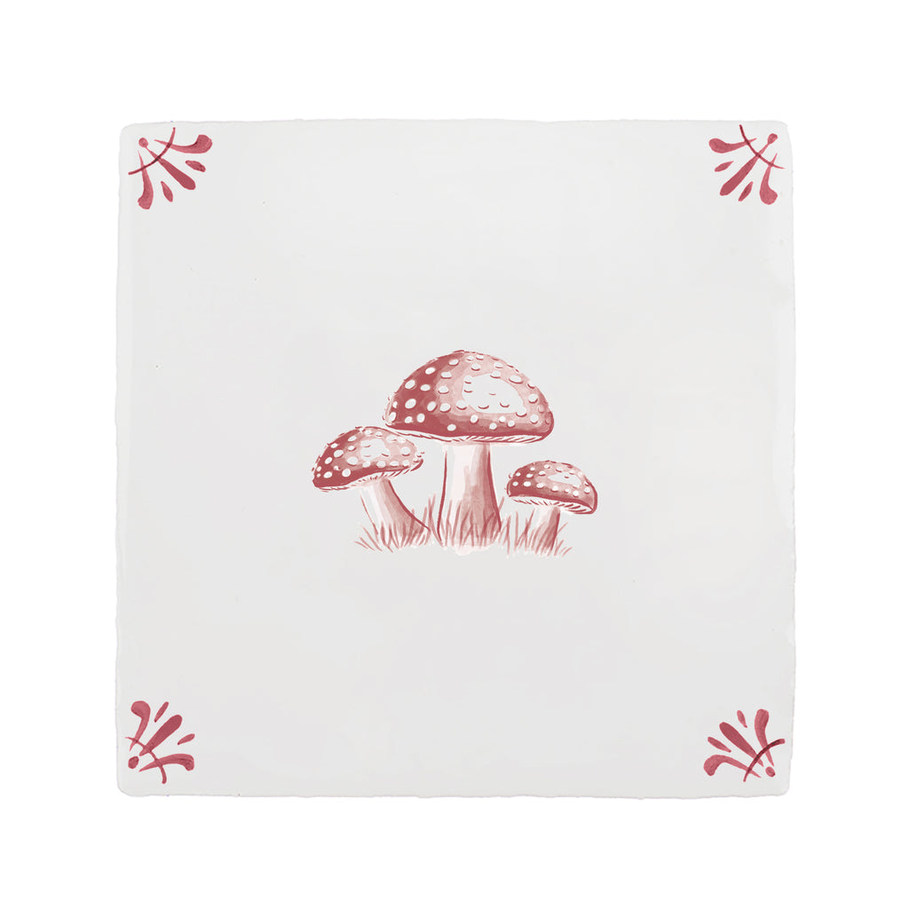 Toadstools Delft Tile