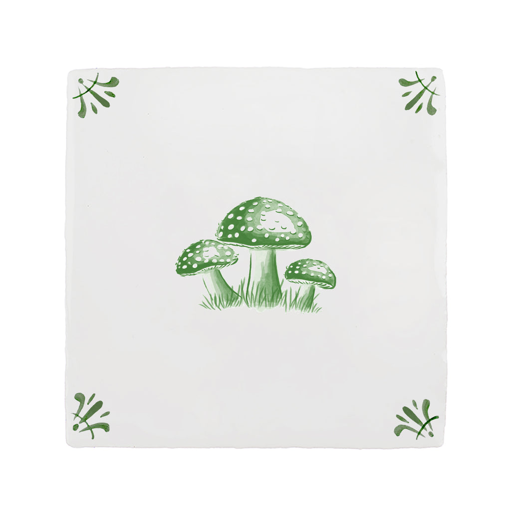 Toadstools Delft Tile