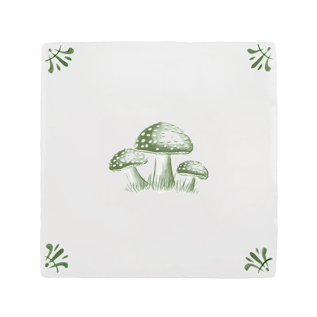Toadstools Delft Tile