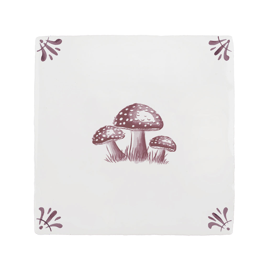 Toadstools Delft Tile