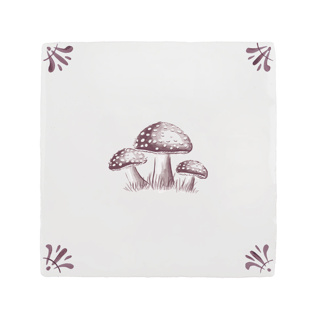 Toadstools Delft Tile