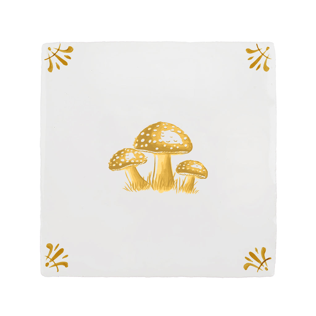 Toadstools Delft Tile