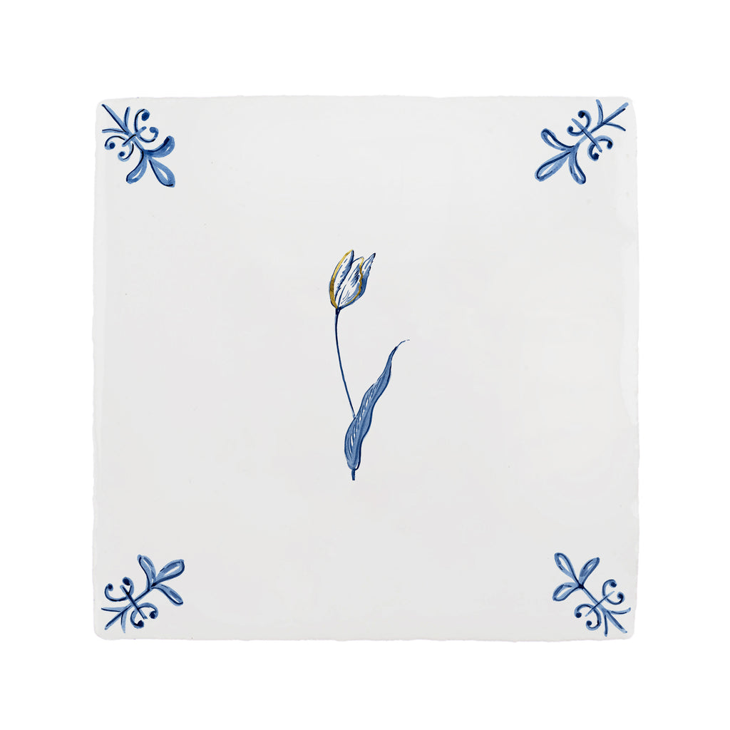 Tulip Delft Tile, Gold Lustre