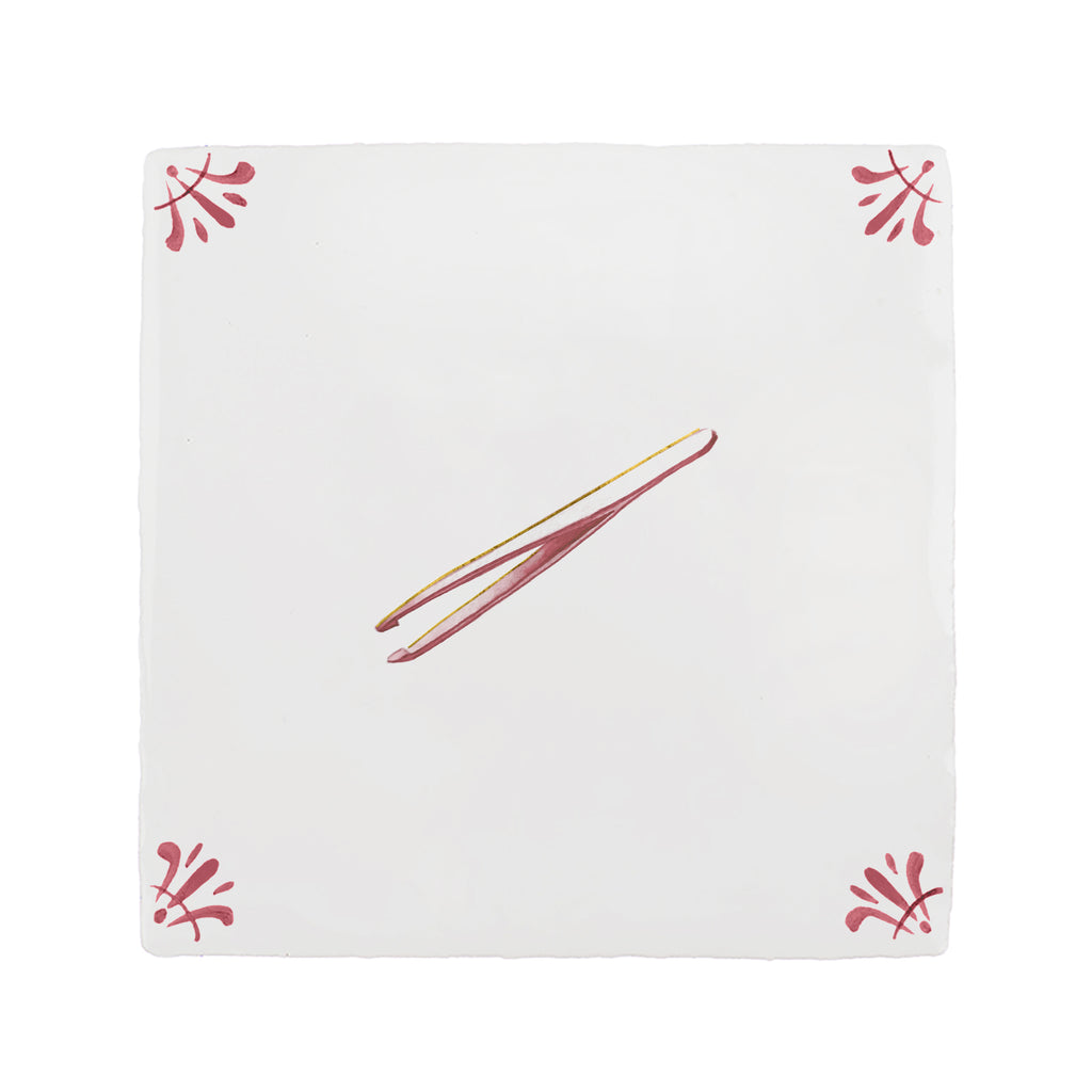 Tweezers Delft Tile, Gold Lustre