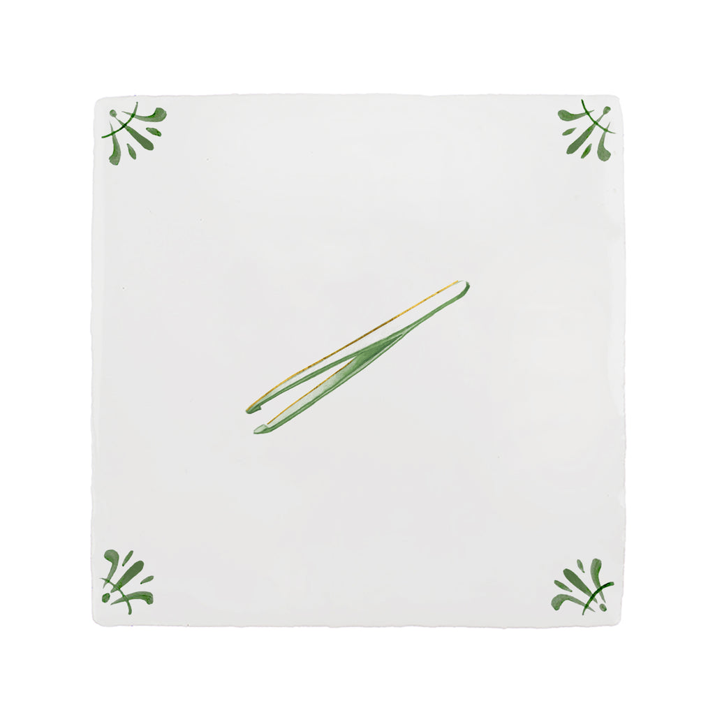 Tweezers Delft Tile, Gold Lustre