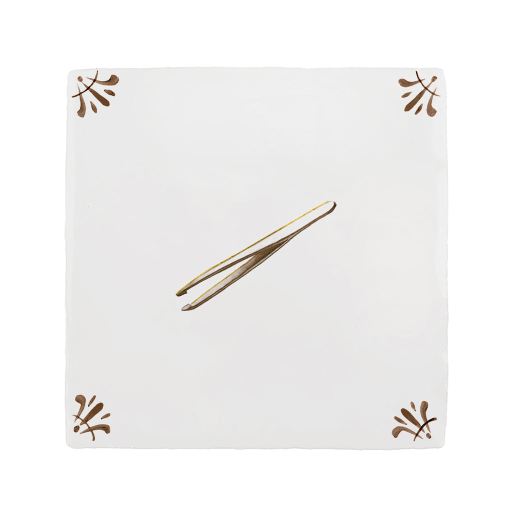 Tweezers Delft Tile, Gold Lustre