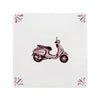 White tile with a manganese scooter design on a white background