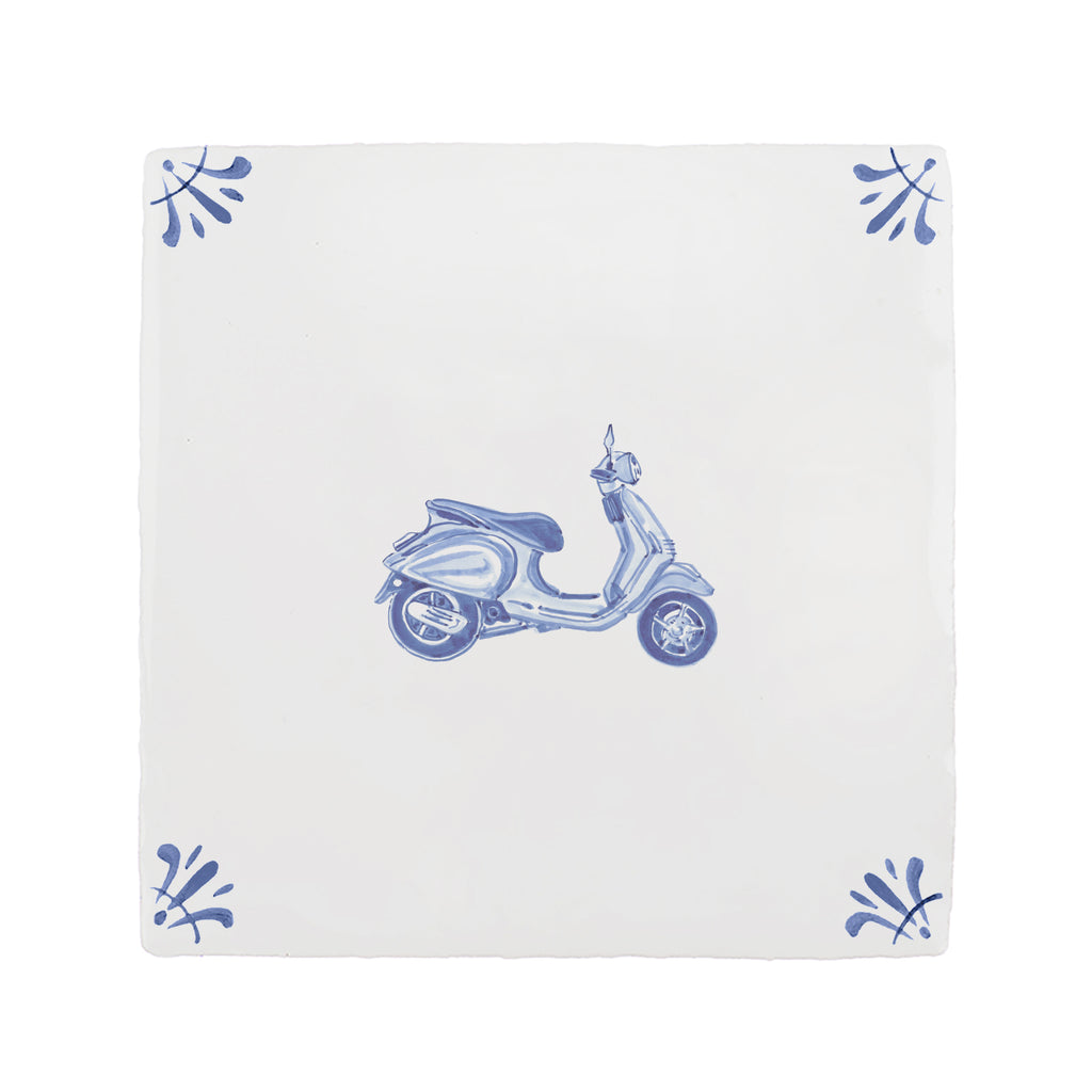Vespa Scooter Delft Tile
