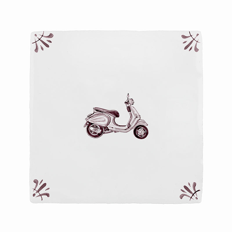Vespa Scooter Delft Tile
