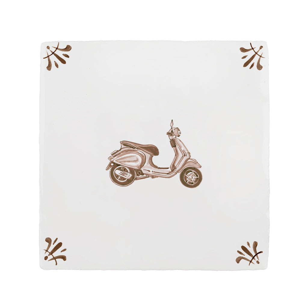 Vespa Scooter Delft Tile