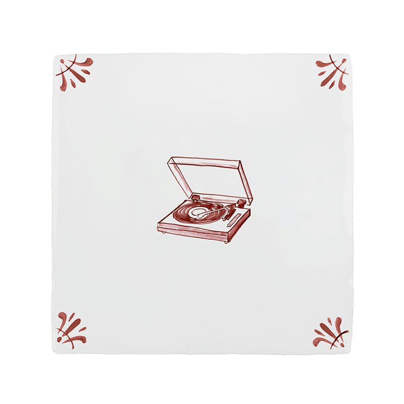 Vinyl Record Player Delft Tile
