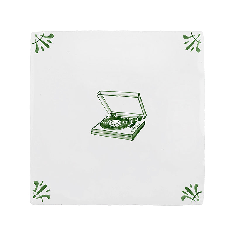 Vinyl Record Player Delft Tile