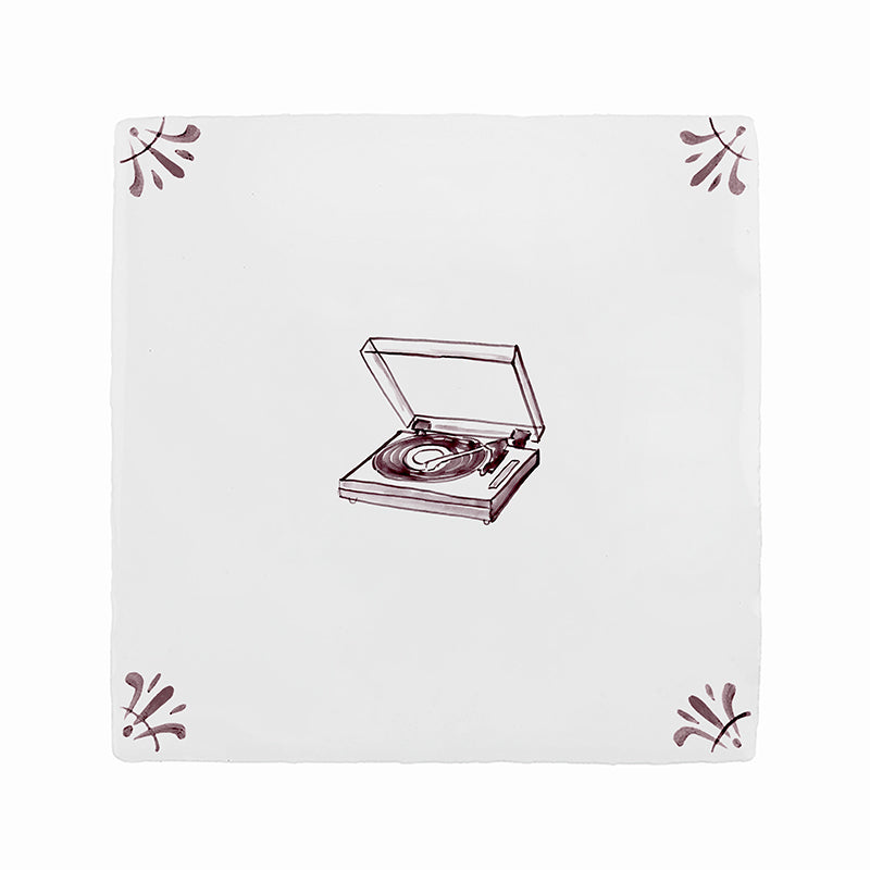 Vinyl Record Player Delft Tile