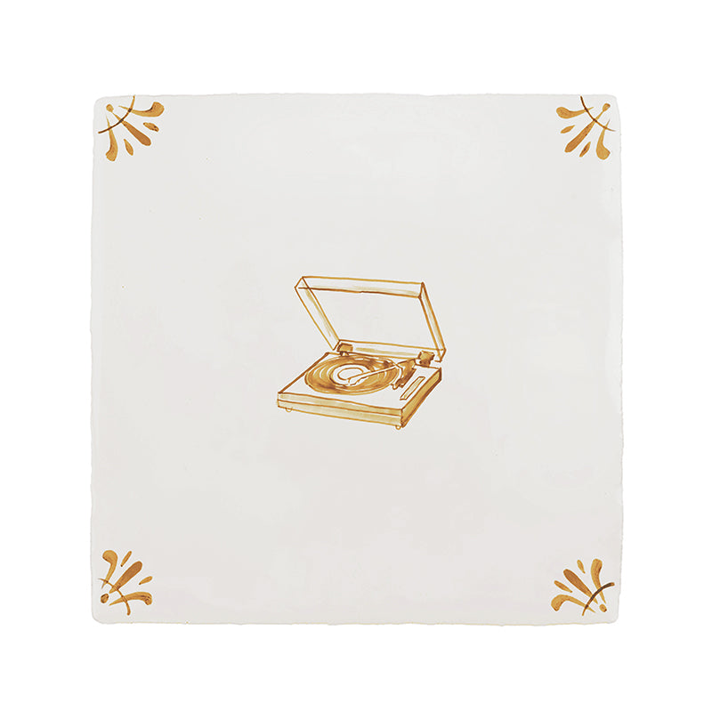 Vinyl Record Player Delft Tile
