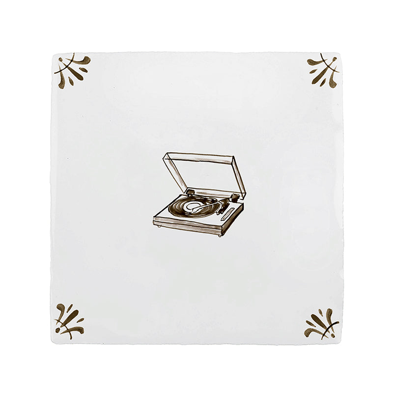 Vinyl Record Player Delft Tile