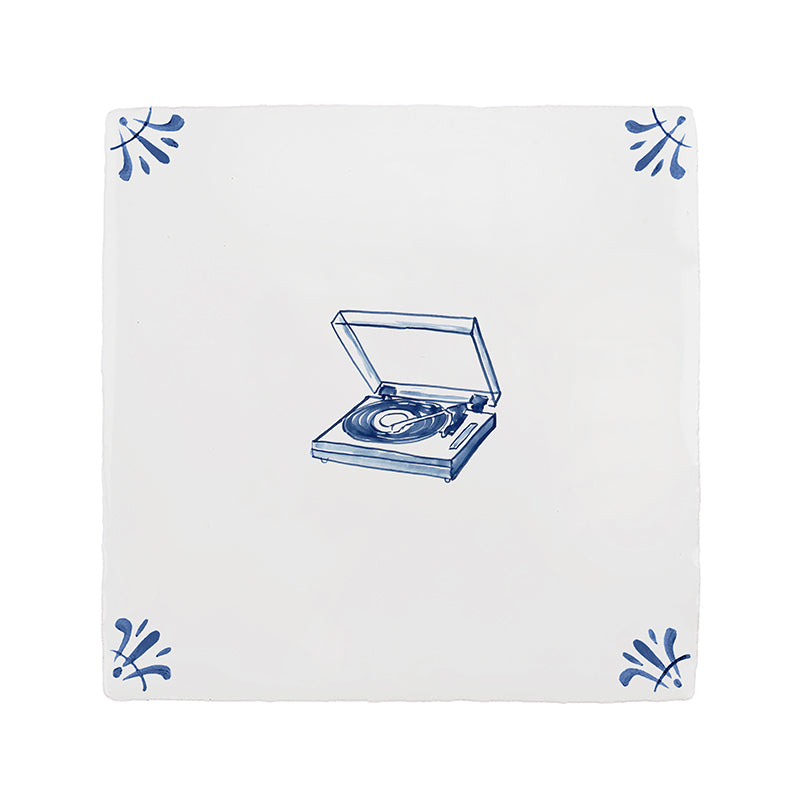 Vinyl Record Player Delft Tile