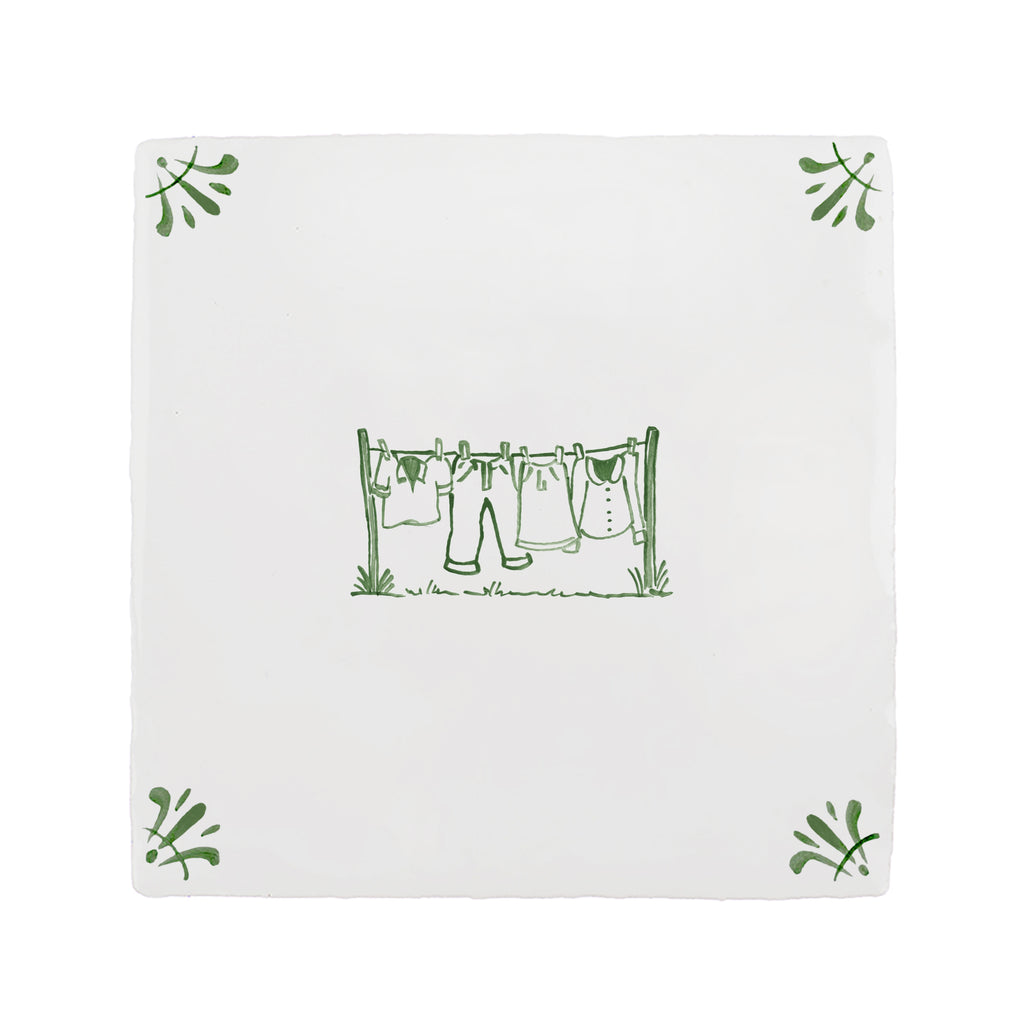 Clothes Line Delft Tile