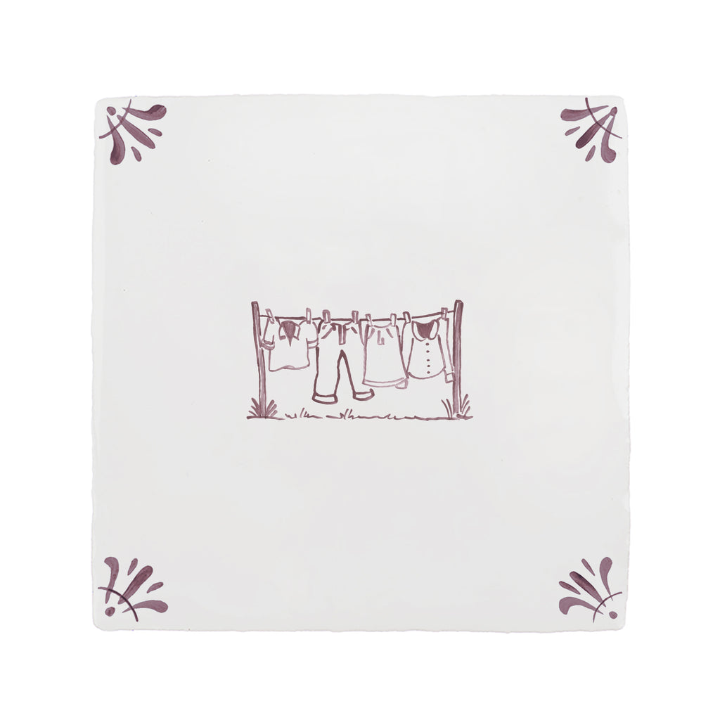 Clothes Line Delft Tile